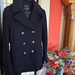 J. Crew Women's Dark Blue Peacoat with Gold Buttons